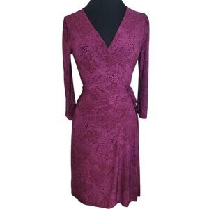 Express Y2K Floral Paisley Wrap Midi Dress Pink Romantic EUC Retro Date Night M